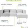 Juskys Ecksofa Links Domas - modulares Sofa in Stoff - Wohnzimmer Couch mit Armlehne & Kissen - Modulsofa 130 kg belastbar - Wohnlandschaft Bild 3