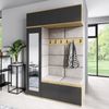 Garderoben-Set MIKA, Kleiderschrank mit Polsterplatten Schuhschrank Schrankaufsatz Hängeschrank Flur und Eingangsbereich Artisan/Schwarz, Trinity 01, 225 x 40 x 145 cm Bild 1