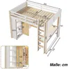 Hochbett mit RGB LED-Streifen, Schreibtisch, Lattenrost, Kleiderschrank, Trittleiter, Regal und Rausfallschutz, 140x200 cm, Kinderbett, Kiefer Bild 4