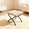 Loungesessel Set mit Hocker, Polyester Bezug, Metallgestell, bis 150kg, ergonomisch, klappbar, für Wohnzimmer Garten,Beige Bild 3