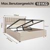 Yorbay Polsterbett Hydraulisches Polster-Doppelbett Stauraumbett mit Stauraum, 180x200cm, Holzlattenrost & Metallrahmen, Bezug aus Leinen Bild 3