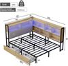 Merax Doppelbett, Polsterbett, Daybett, Schlafsofa, 140x200cm, mit LED-Beleuchtung, USB&Typec-Ladestation, Tagesbett, Jugendbett mit 2 Schubladen und Lattenrost aus Metall, Kopfteil mit Stauraum, naturfarbe Bild 4