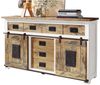 Massivart® Sideboard EMANUEL 150 cm / Massivholz Mango weiß / 2 Rolltüren, Türapplikation aus Gusseisen / Beschläge und Schienen aus Eisen Bild 2