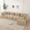 Flieks 4-Sitzer Modulares Sofa mit Hocker, Cloud Sofa Cord rahmenlos, Lounge Sofa bodennah, mit breiten Armlehnen, Beige Bild 2