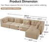 Flieks 4-Sitzer Modulares Sofa mit Hocker, Cloud Sofa Cord rahmenlos, Lounge Sofa bodennah, mit breiten Armlehnen, Beige Bild 4