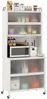 COSTWAY Küchenbuffet Küchenschrank mit Rollen, Arbeitsplatte, Lochwand, Haken Bild 5