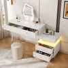 Schminktisch mit LED Beleuchtung, Kosmetiktisch mit 4 Schubladen und flexiblem Seitenschrank, Frisiertisch mit Touchscreen Steuerung und einstellbarem Licht Bild 3