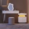 Schminktisch mit LED Beleuchtung, Kosmetiktisch mit 4 Schubladen und flexiblem Seitenschrank, Frisiertisch mit Touchscreen Steuerung und einstellbarem Licht Bild 5