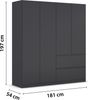 rauch Kleiderschrank, Drehtürenschrank COSTA, 4-türig, push-to-open, Grau metallic, 181 x 197 x 54 cm Bild 4