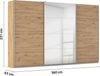 rauch Kleiderschrank, Schwebetürenschrank KULMBACH, 3-türig, 1 Spiegeltüre, inkl. Türdämpfer und weiterem Zubehör, Eiche Artisan, 360 x 231 x 63 cm Bild 4