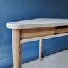 Ragaba Eckschreibtisch mit Tastaturauszug, MDF & Massives Eschenholz, 114x61 cm, Weiß Bild 3