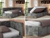 Jugendbett 90x200 ARVO Polsterbett mit Bettkasten, Stauraum & Gasdruckfeder, Modernes Design mit Kopfteil, Pocket Matratze - Dunkelgrau Plüsch - VIRE LUX - Rechts Seite Bild 2