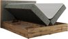 Doppelbett, Boxspringbett mit Bettkästen, Multipocket-Matratze und Topper, Set mit Kopfteil, Eiche Wotan Holzrahmen - WOOD CLASSIC - 160 x 200 cm - Grau Struktur - H4 Bild 5