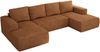 U-förmiges Ecksofa mit Schlaffunktion, Bettkasten und losen Kissen, zwei Armlehnen - TRENTINO U - Orange Stoff Bild 5