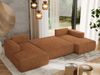 U-förmiges Ecksofa mit Schlaffunktion, Bettkasten und losen Kissen, zwei Armlehnen - TRENTINO U - Orange Stoff Bild 3