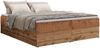 Polsterbett mit Bettkasten, Boxspringbett ohne Kopfteil WOOD ZERO, 7-Zonen Multipocket-Matratze und Topper, modernes Bett für Schlafzimmer - Orange Cordstoff - 160 x 200 cm - H3 Bild 4