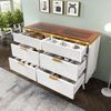 Bett 120x40x76 cm mit Glasfront und 6 Schubladen – elegantes Sideboard in Weiß Bild 4