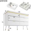 Bett 120x40x76 cm mit Glasfront und 6 Schubladen – elegantes Sideboard in Weiß Bild 5