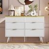 Bett 120x40x76 cm mit Glasfront und 6 Schubladen – elegantes Sideboard in Weiß Bild 3