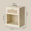 VASAGLE Nachttisch, 2er Set, Boho-Stil, Beistelltisch, mit Schublade in Rattan-Optik, beige Bild 5