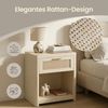 VASAGLE Nachttisch, 2er Set, Boho-Stil, Beistelltisch, mit Schublade in Rattan-Optik, beige Bild 4