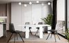 Home Collective Esstisch ausziehbar Tisch Küchentisch Esszimmertisch Ausziehtisch (160-240 x 80 cm Esszimmer Küche Wohnzimmer Esstisch erweiterbar), Säulengestell in Lamellen-Optik, Weiß Marmor-Optik, Weiße Beine Bild 3
