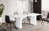 Home Collective Esstisch ausziehbar Tisch Küchentisch Esszimmertisch Ausziehtisch (160-240 x 80 cm Esszimmer Küche Wohnzimmer Esstisch erweiterbar), Säulengestell in Lamellen-Optik, Weiß Marmor-Optik, Weiße Beine Bild 4