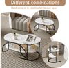 PXloue Couchtisch rund Beistelltisch Satztische 2er Set, 2 in 1 Mit Marmormuster Tischplatte, 80 x 46 x 45 cm/52x51 cm Bild 3