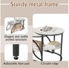 PXloue Couchtisch rund Beistelltisch Satztische 2er Set, 2 in 1 Mit Marmormuster Tischplatte, 80 x 46 x 45 cm/52x51 cm Bild 4