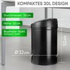 Allyson Mülleimer Edelstahl Mülleimer mit Sensor-Automatik Abfalleimer Trennsystem, 30L Rund-Design, 0.3s Infrarot-Sensor, Soft-Close, Edelstahl 410 Bild 4