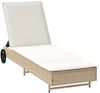 vidaXL Sonnenliege mit Rollen und Auflage Beige Poly Rattan 4104037 Bild 2