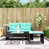 vidaXL 3-teiliges Gartensofa-Set mit Kissen, schwarzes Polyrattan 365466 Bild 3