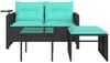 vidaXL 3-teiliges Gartensofa-Set mit Kissen, schwarzes Polyrattan 365466 Bild 5