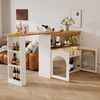 138-193X39X105CM Moderner ausziehbarer Bartisch ,Ausziehbarer Esstisch mit Stauraum , Stehtisch Bistrotisch, drehbar, für Esszimmer,Mit 1m langem LED Lichtstreifen(Einstellbare Lichtfarbe),Weiß Bild 4