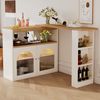 138-193X39X105CM Moderner ausziehbarer Bartisch ,Ausziehbarer Esstisch mit Stauraum , Stehtisch Bistrotisch, drehbar, für Esszimmer,Mit 1m langem LED Lichtstreifen(Einstellbare Lichtfarbe),Weiß Bild 3