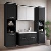 Badplaats Badmöbel Komplettset Paso XL LED 80 x 40 cm Schwarz Hochglanz - Badezimmermöbel mit Waschbecken, Spiegelschrank und 2 Badezimmerschränke Bild 2