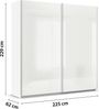 rauch Quadra, Kleiderschrank, Schiebetürenschrank, 2-türig, mit Glasfront, mit 3 Kleiderstangen und 6 Einlegeböden, Farbe Weiß/Glas Weiß, BxHxT 226x229x62cm Bild 4