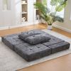 Klappbares Schlafsofa mit Rückenlehne und Kissen, grauer Chenille-Bezug, ohne separate Matratze Bild 2