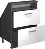 Küchenschrank für Dachschrägen R-Line Weiß Hochglanz 60 cm mit 2 Schubladen Vicco Bild 5