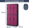 Umkleideschrank Spind IGOR - 6 Abteile, Etikettenhalter Lüftungsschlitze | Umkleidespind Schließfachschrank Garderobenspind, 185x90x45cm Anthrazit-Lila Bild 2