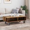 vidaXL Beistelltisch mit Rädern Altholz 90 x 50 x 30 cm Holzwerkstoff 891022 Bild 4