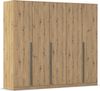rauch Kleiderschrank Alba, Drehtürenschrank, Garderobenschrank, 5-türig, mit 4 Kleiderstangen, 5 Einlegeböden und Schubladeneinsatz, Farbe Eiche Artisan, Holz, Griffstange Grau metallic, Schwarz, 226x197x54cm Bild 3