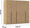 rauch Kleiderschrank Alba, Drehtürenschrank, Garderobenschrank, 5-türig, mit 4 Kleiderstangen, 5 Einlegeböden und Schubladeneinsatz, Farbe Eiche Artisan, Holz, Griffstange Grau metallic, Schwarz, 226x197x54cm Bild 4