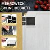 Kityhome Schneidebrett Edelstahl Schneidebrett 39x28cm doppelseitig antibakteriell rutschfest, Edelstahl, Integrierter Messerschärfer,Knoblauchreibe,304 Edelstahl Bild 4