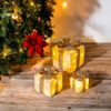 Spetebo LED Dekoobjekt LED Geschenkboxen mit Timer 3er Set - creme, Timerfunktion, LED fest verbaut, warm weiß, Weihnachts Deko Boxen warm weiß beleuchtet Bild 3