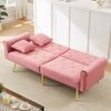 Schlafsofa in Rosa mit verstellbarer,vergoldete Metallfüße, 3 Stufen Rückenlehne, 2 flauschige Sofakissen, versteckter Stauraum Bild 2