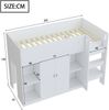 Hochbett 90×200 cm aus Holz mit Leiter, Schrank und Regalen, weiß-grau Bild 4