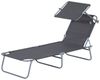 Outsunny Gartenliege Strandliege klappbar mit Sonnenschutz, Gartensitzgruppe, 1 St, Sonnenliege, Grau 187 x 58 x 36 cm Bild 5
