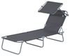 Outsunny Gartenliege Strandliege klappbar mit Sonnenschutz, Gartensitzgruppe, 1 St, Sonnenliege, Grau 187 x 58 x 36 cm Bild 4