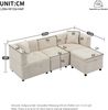 Sofa H 69 x T 204 x B 126 cm, 3-Sitzer Chenille, tiefe Sitzfläche und Lordosenstütze, inkl. Hocker mit Stauraum, beige Bild 3